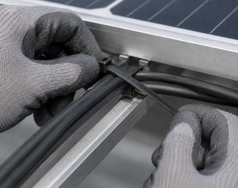 cable tie on solar panels