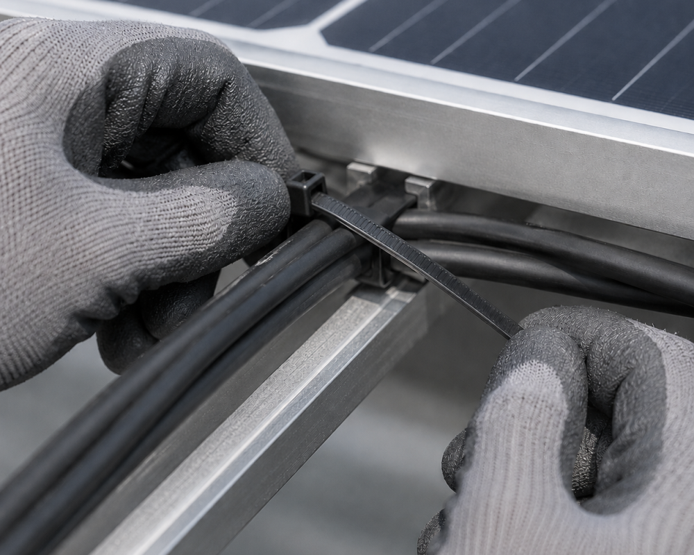 cable tie on solar panels