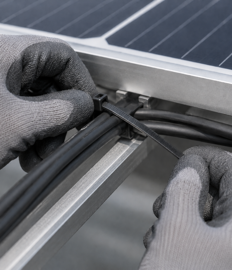 cable tie on solar panels